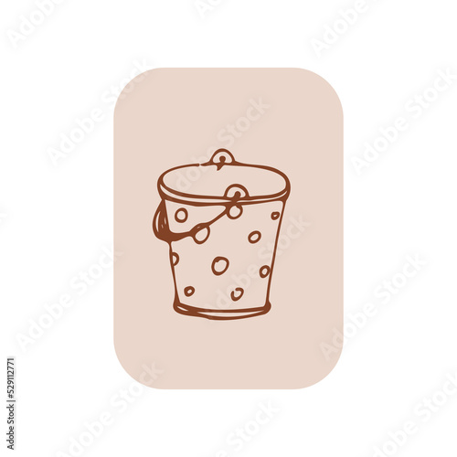 hand drawn retro polka dot bucket on the white background