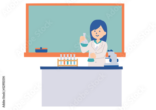 科学実験をする学生のイラスト