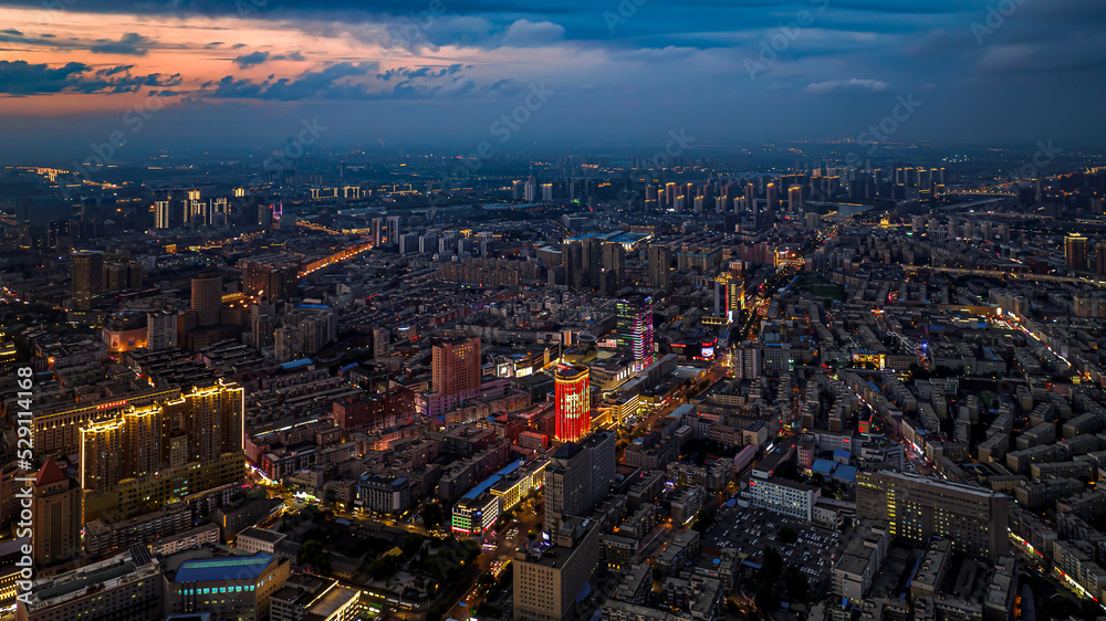 Cityscape of Changchun, China under the setting sun