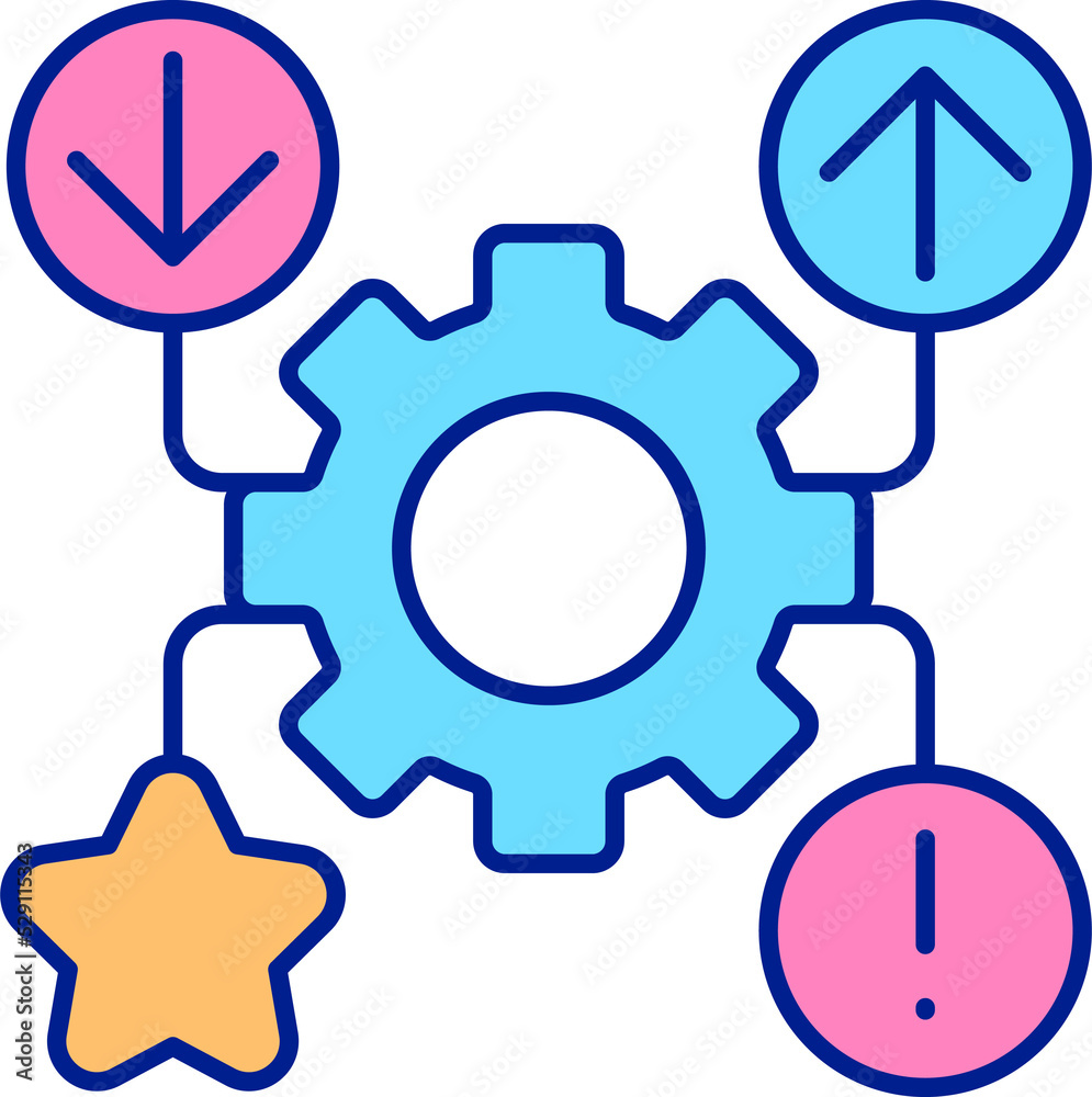 Management of business processes RGB color icon. Company work organization. Corporate development. Isolated vector illustration. Simple filled line drawing. Editable stroke. Arial font used Management of business processes RGB color icon. Company work organization. Corporate development. Isolated vector illustration. Simple filled line drawing. Editable stroke. Arial font used