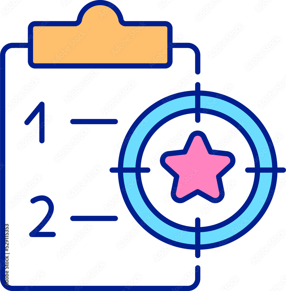Planning focused on goals RGB color icon. Strategy of company growth ...