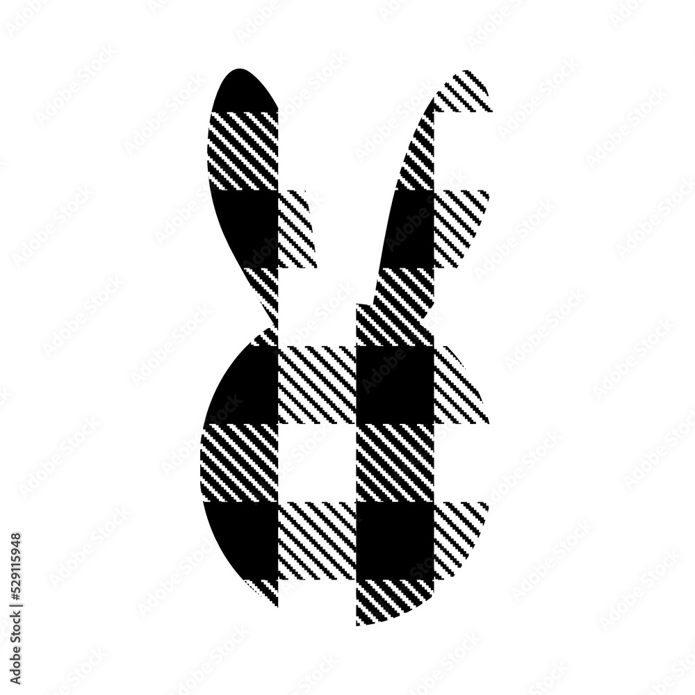 Silhouette of a rabbit or a hare on a white background is isolated. Checkered print. White and black. Vector. Silhouette of a rabbit or a hare on a white background is isolated. Checkered print. White and black. Vector.