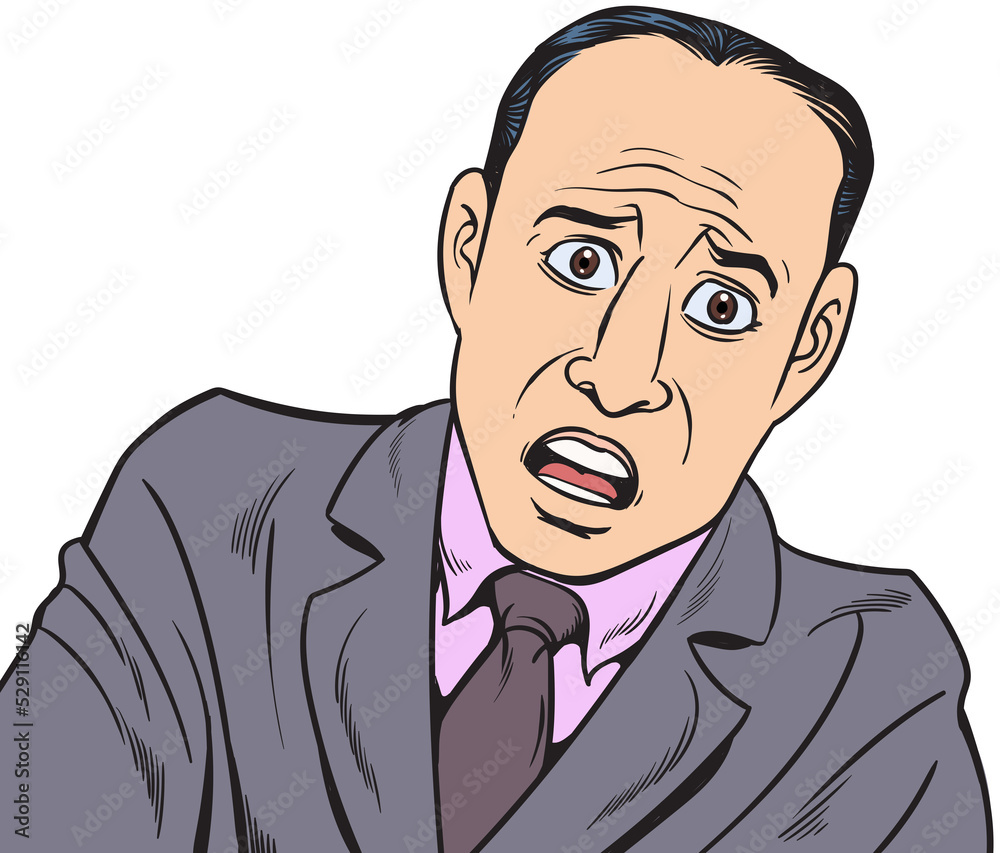Young businessman shocked, scared, worried.hand drawn style design illustration, transparent background. Young businessman shocked, scared, worried.hand drawn style design illustration, transparent background.