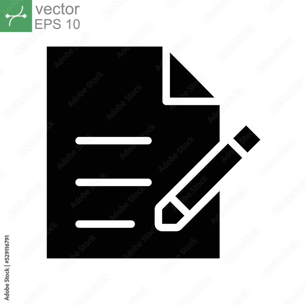 sign in glyph icon. Report like paperwork logo. Assess or paycheck. Legal doc signing, Exam, Test symbol pictogram can be used for app website. Vector illustration. Design on white background. EPS 10 sign in glyph icon. Report like paperwork logo. Assess or paycheck. Legal doc signing, Exam, Test symbol pictogram can be used for app website. Vector illustration. Design on white background. EPS 10