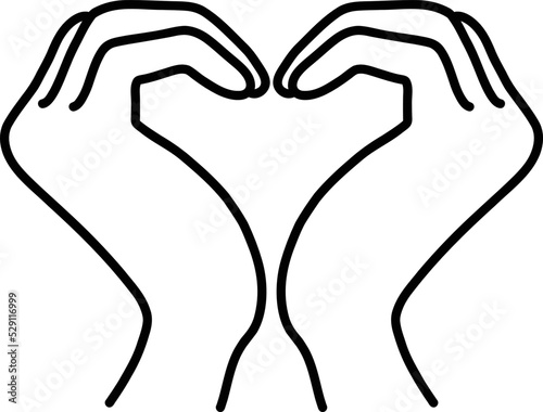 両手でハート　手首　イラスト