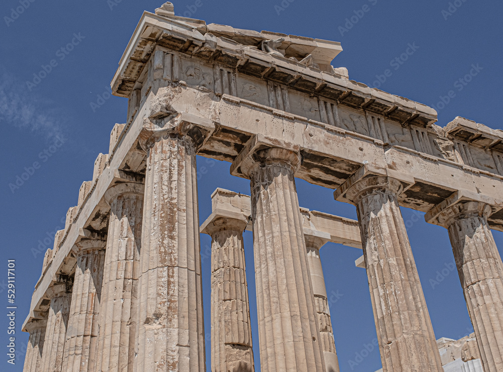 The Parthenon, the former temple on the Acropolis of Athens dedicated to the Goddess of Athena, the long lasting symbol of Ancient Greece, Athens, Greece