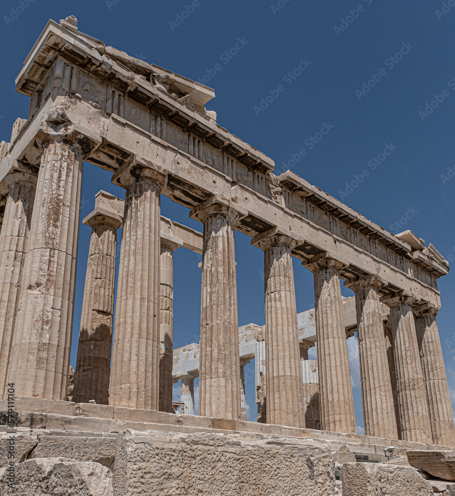 The Parthenon, the former temple on the Acropolis of Athens dedicated to the Goddess of Athena, the long lasting symbol of Ancient Greece, Athens, Greece