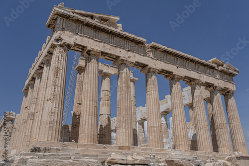 he Parthenon, the former temple on the Acropolis of Athens dedicated to the Goddess of Athena, the long lasting symbol of Ancient Greece, Athens, Greece