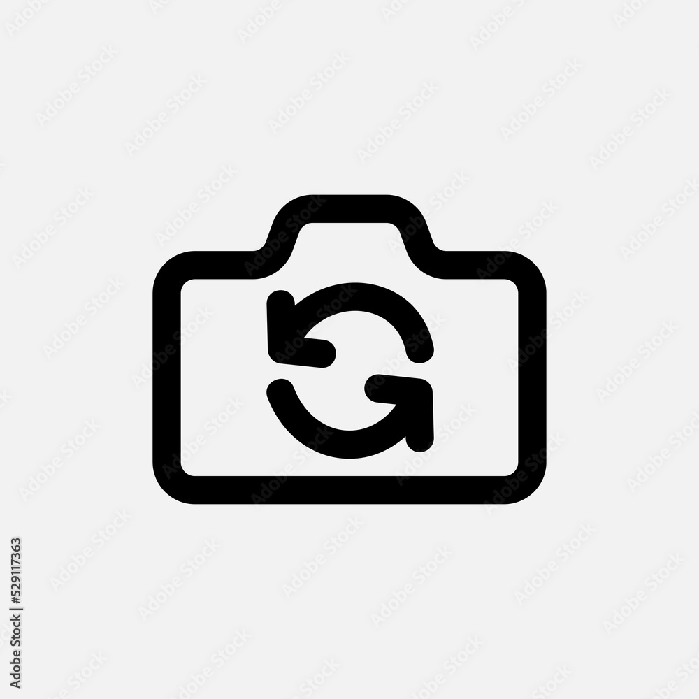 Switch screen icon in line style about camera, use for website mobile app presentation Switch screen icon in line style about camera, use for website mobile app presentation