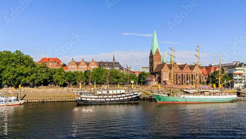 Hansestadt Bremen with St. Martin Church and River Weser 4K+, Germany