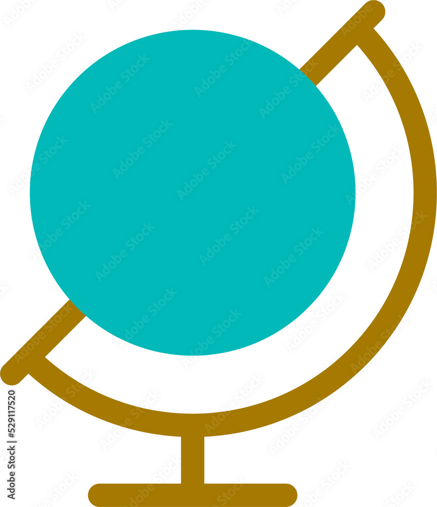 Earth ball globe flat color ui icon. Geography lesson. Classroom supply ...