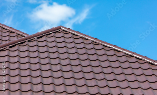 Brown metal roof of a house