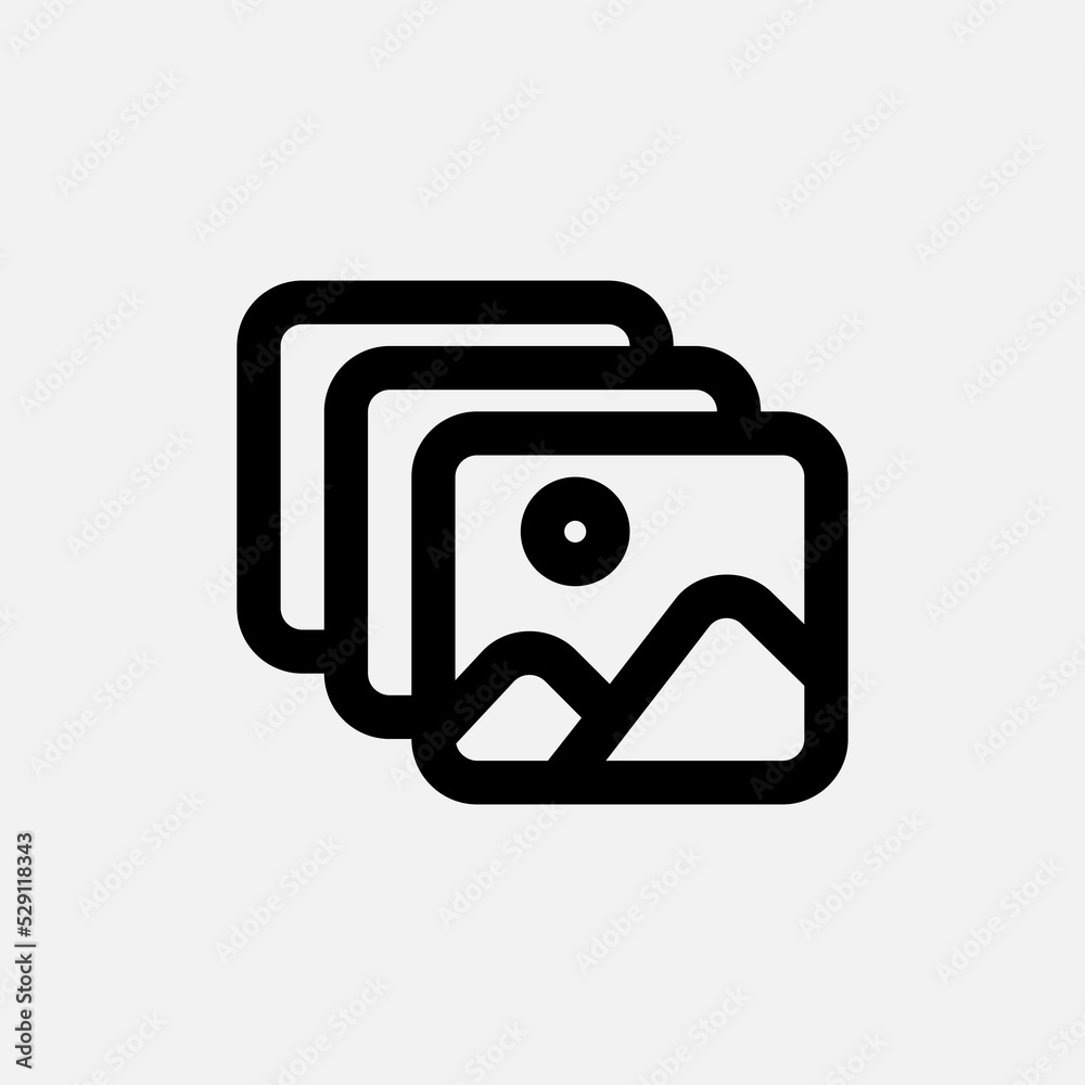 Gallery icon in line style about camera, use for website mobile app presentation Gallery icon in line style about camera, use for website mobile app presentation