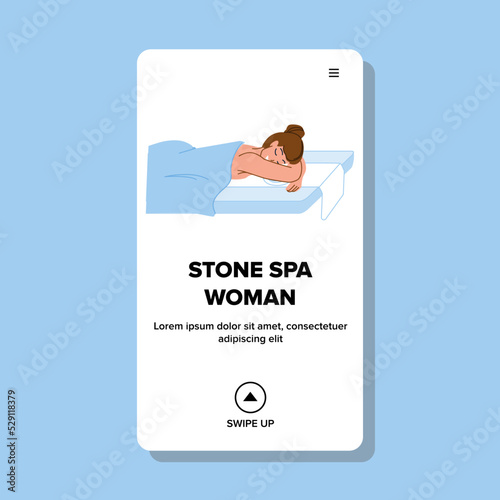 stone spa woman vector. body therapy, treatment massage, girl salon, beauty skin, young health, back wellness stone spa woman character. people flat cartoon illustration