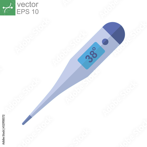 Flat Design Style Thermometer icon. Glass medical digital thermometer for fever measurement diagnostic. logo pictogram for medical and healthcare Vector illustration design on white background. EPS 10