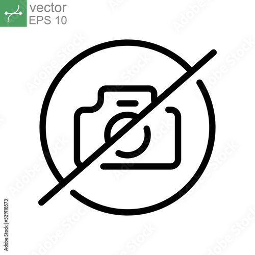 No Pictures Allowed Icon Restriction of taking photos symbol Forbidden sign with camera sign No picture taking no photo logo Vector illustration design on white Background EPS 10