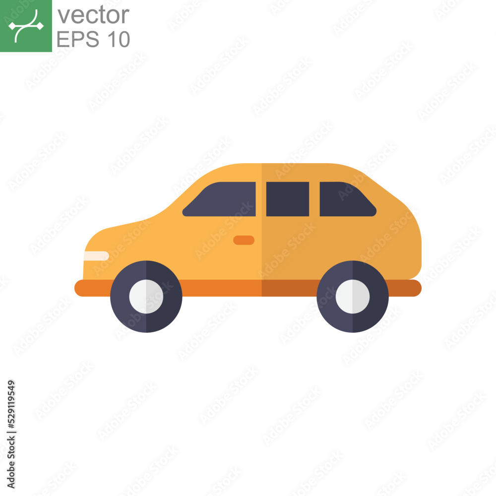 Flat Design Style Car icon. automobile transportation pictogram. red sedan automotive logo simple logo for website and mobile application. vector illustration design on white background. EPS 10