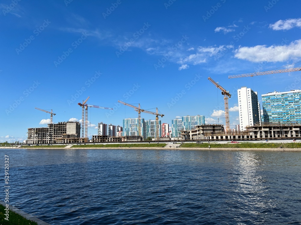 Fototapeta premium houses under construction in the city