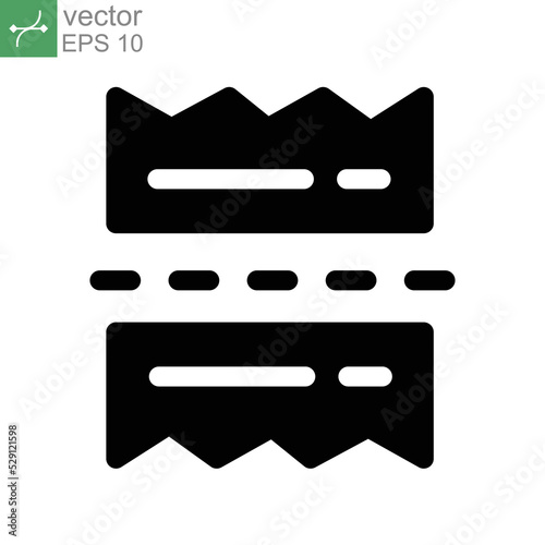 Split bill solid icon. Exchange broken Bill Paper Logo. Financial charges and Taxation Symbol. For mobile concept and web. Vector illustration design on white background. EPS 10