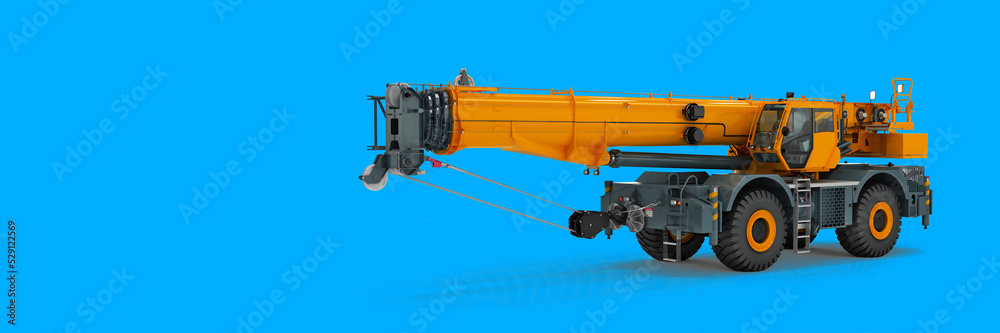 3d illustration of mobile crane on nature background 3d illustration of mobile crane on nature background