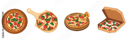 Set of delicious pizza Margarita on white background