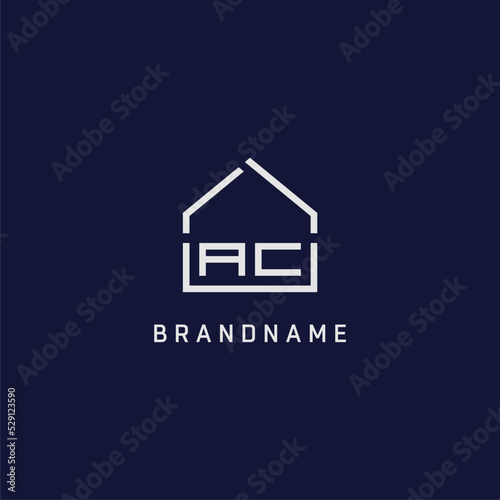 Initial letter AC roof real estate logo design ideas