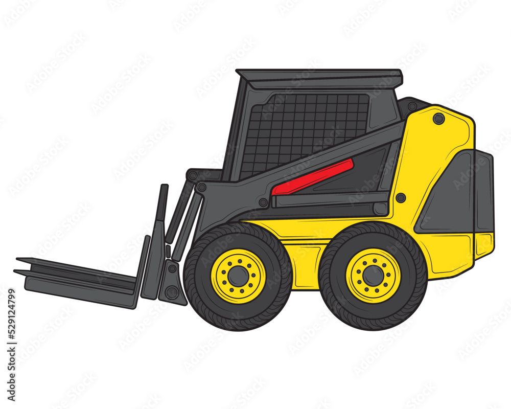 Small loader isolated on a white background. Construction machinery.Vector illustration. Small loader isolated on a white background. Construction machinery.Vector illustration.