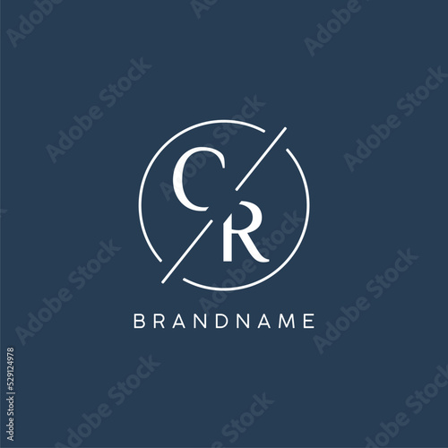 Initial letter CR logo monogram with circle line style