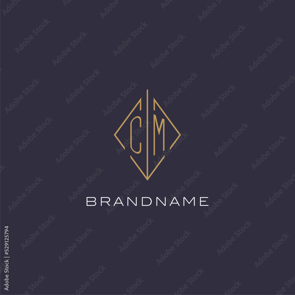 Initial letter CM logo monogram with diamond rhombus style design ideas ...