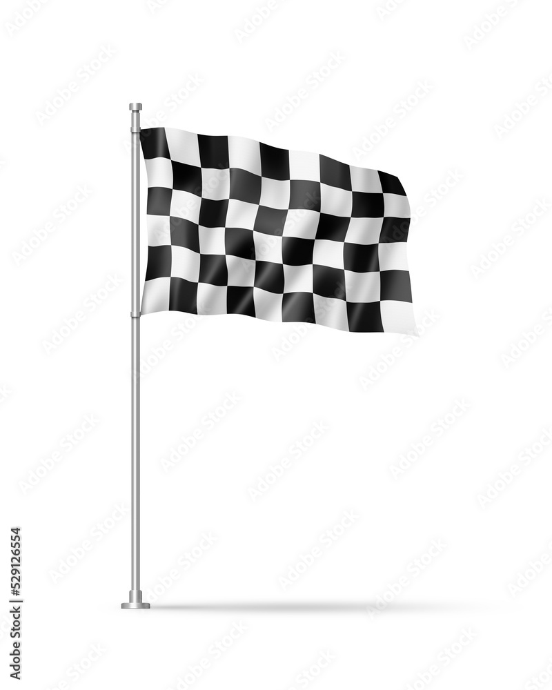 Fototapeta premium Auto racing finish checkered flag isolated on white