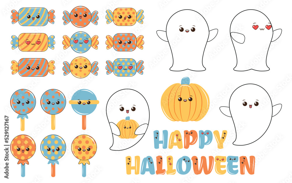 Vintage Character 90s style Groovy kawaii sticker set. Groovy style Halloween Character set. Halloween kawaii sticker pack. Groovy style kawaii sticker set. Psychedelic, Nostalgic, Hippie, Kawaii, 