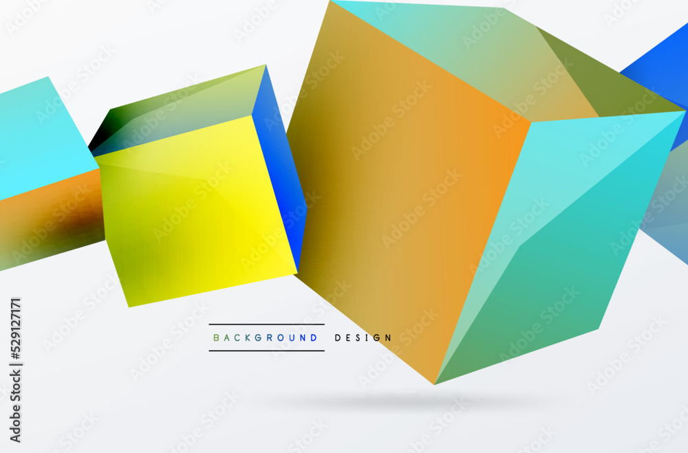 3d cubes vector abstract background. Composition of 3d square shaped basic geometric elements. Trendy techno business template for wallpaper, banner, background or landing 3d cubes vector abstract background. Composition of 3d square shaped basic geometric elements. Trendy techno business template for wallpaper, banner, background or landing