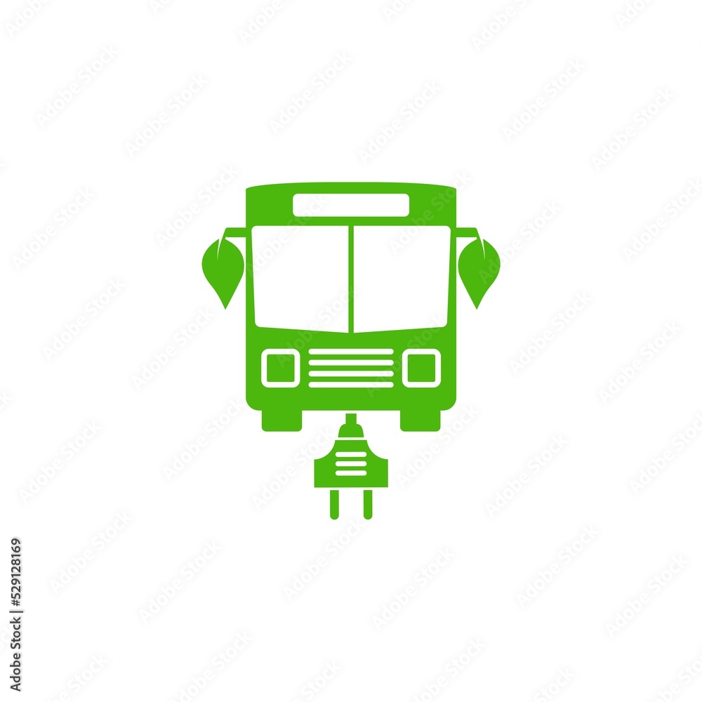 Electric bus sign. Electric Bus Silhouette Green Icon isolated on white background Electric bus sign. Electric Bus Silhouette Green Icon isolated on white background