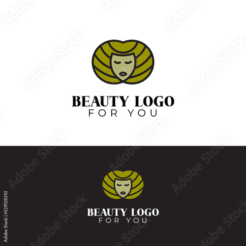 beauty woman face logo design vector template