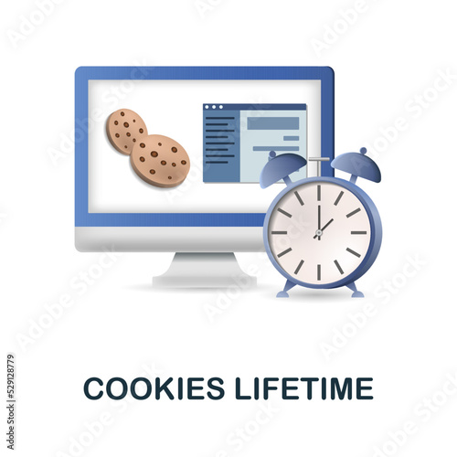 Cookies Lifetime icon. 3d illustration from affiliate marketing collection. Creative Cookies Lifetime 3d icon for web design, templates, infographics and more