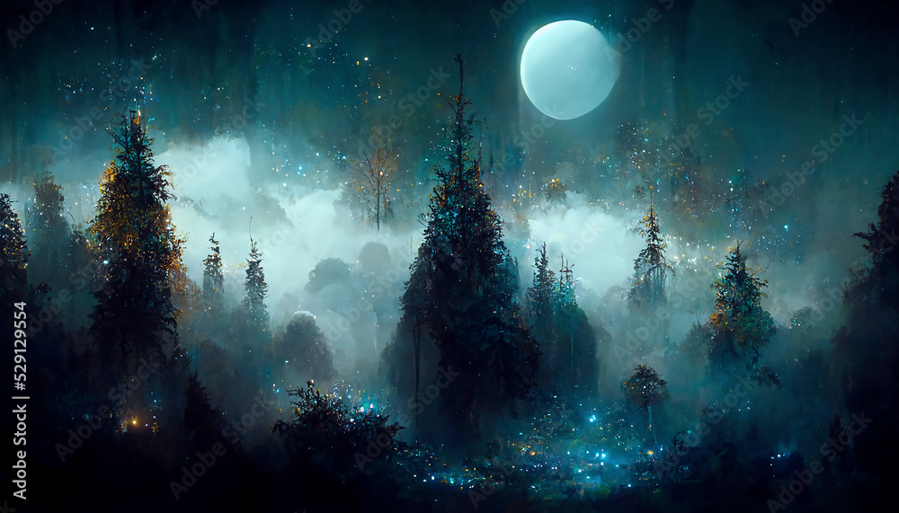 abstract seasonal fantasy forest, created with generative ai
