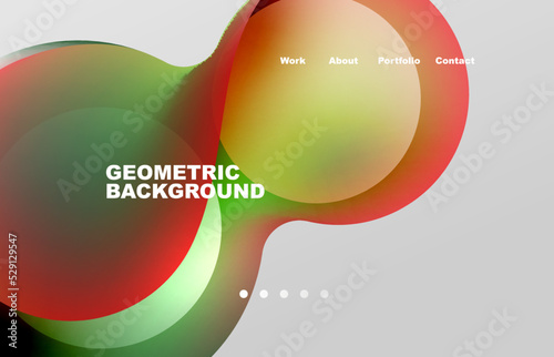 Landing page abstract liquid background. Flowing shapes, round design and circle. Web page for website or mobile app wallpaper