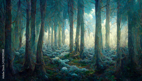 fantasy forest stylized bright  created with generative ai