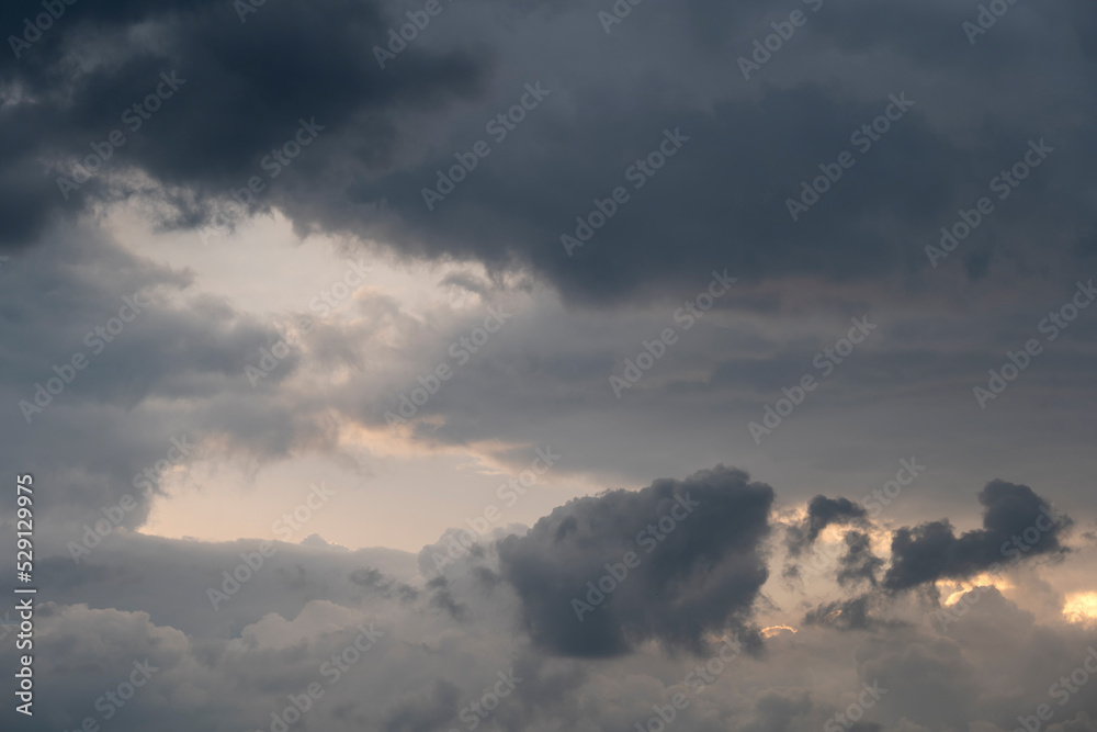 Picturesque scenery of clouds motion at sunset.
