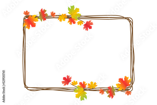 Autumn frame with leaves . Autumn floral background.Autumn, fall, thanksgiving day concept.Set with simple handrawn online frames. photo