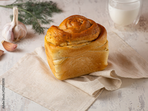 Homemade Cheesy Pull Apart Bread with Garlic and Dill photo