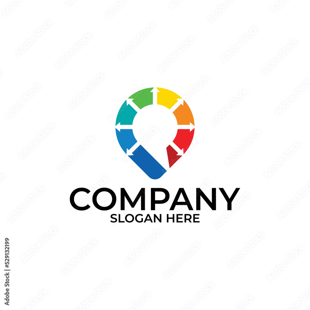 pin logo design concept, point arrow logo vector template pin logo design concept, point arrow logo vector template