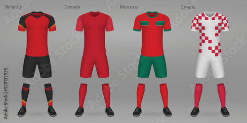 Set of football kits, shirt template