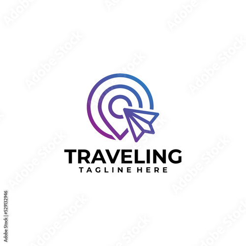traveling logo concept, point logo template, arrow logo