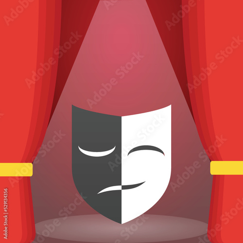 White and black mask on stage, theater concept
