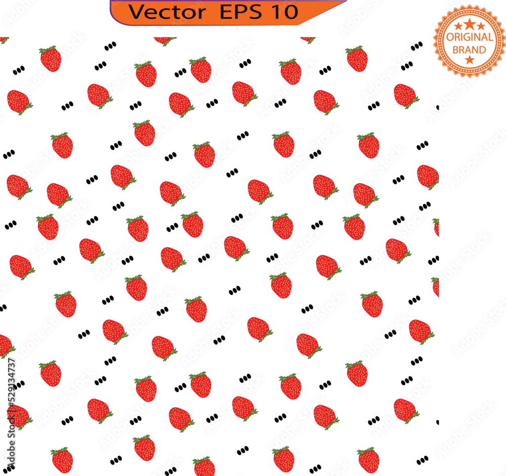 Vector Seamless bright light pattern Strawberry fresh fruit healthy food. Strawberry Patterns, Red strawberry, Strawberry Backgrounds