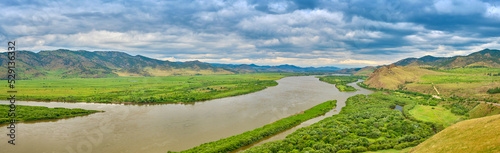 View of the Selenga River from Mount Omulevaya near the city of Ulan-Ude, Republic of Buryatia, Russia. © rdv27
