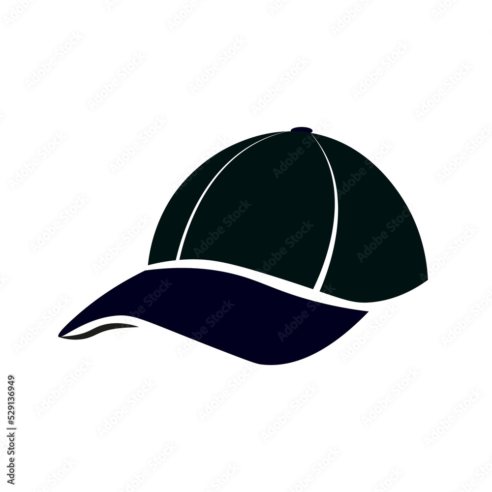Cap icon black silhouette design isolated on white background. Cap icon black silhouette design isolated on white background.