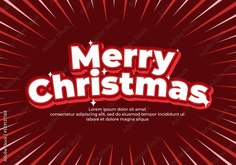 Dark red color of Merry Christmas text design