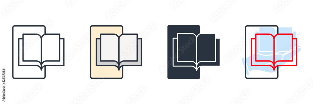 e-learning resources icon logo vector illustration. reading book on phone symbol template for graphic and web design collection e-learning resources icon logo vector illustration. reading book on phone symbol template for graphic and web design collection